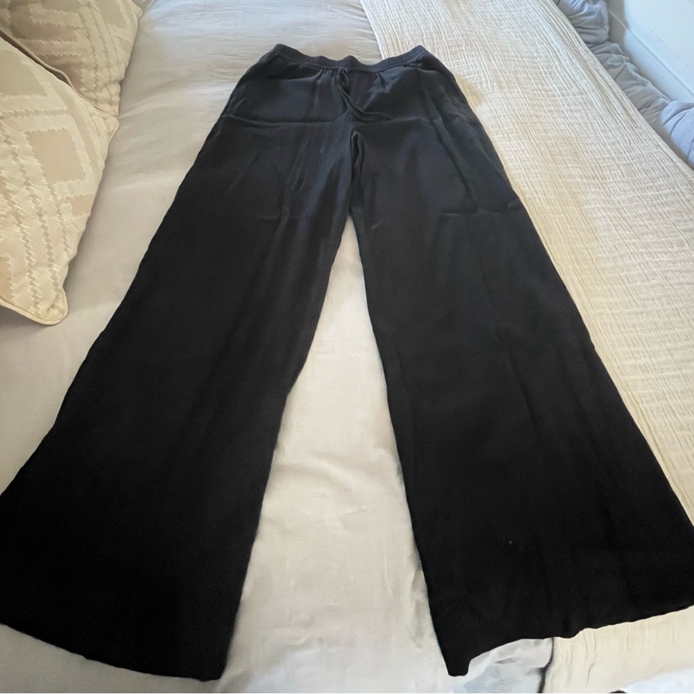 A New Day Women’s Ladies High Rise Black Linen Wide Leg Pant Medium